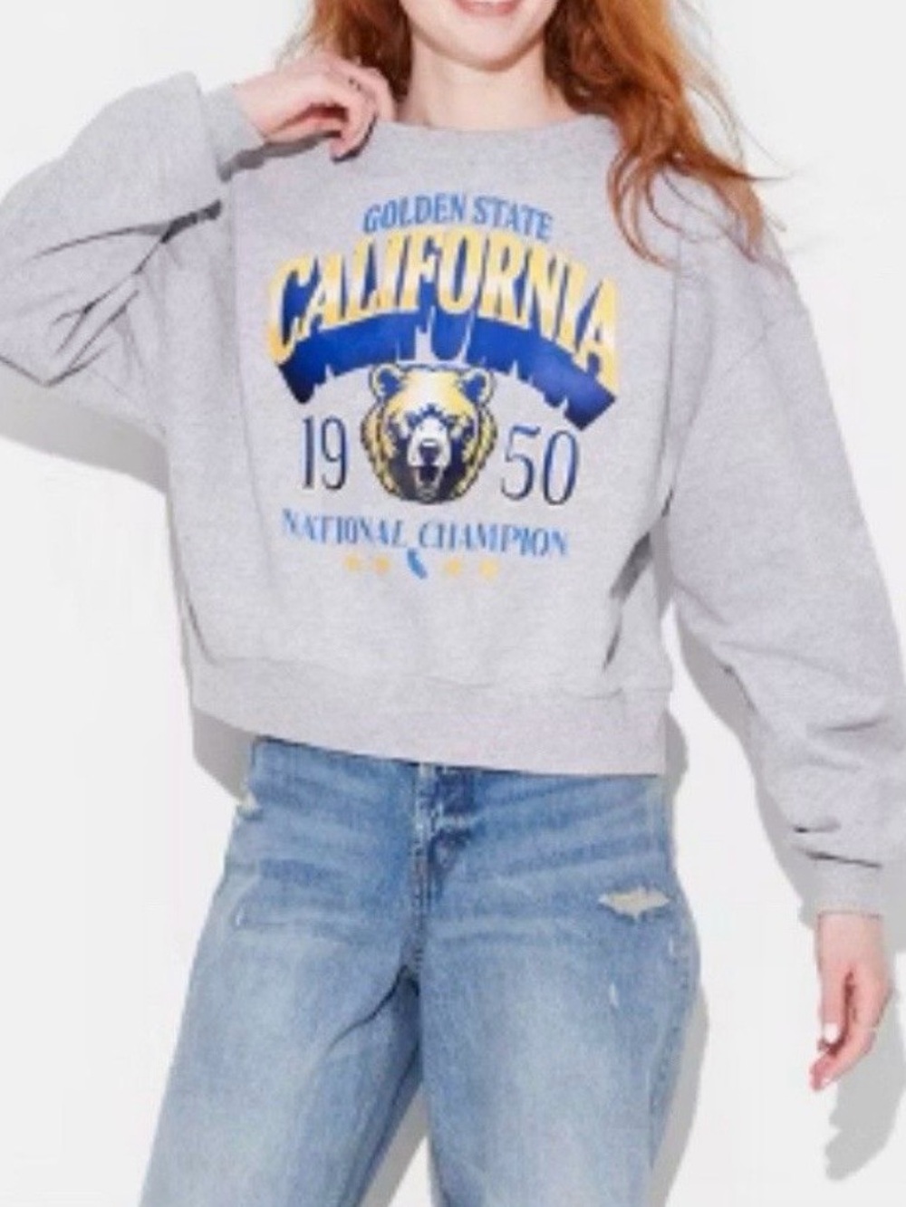 ModernLux Golden State California Bear Graphic Sweatshirt Gray XXS NWT
